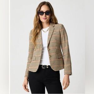 J crew Factory Herringbone wool-blend schoolboy blazer Light khaki brick red 10